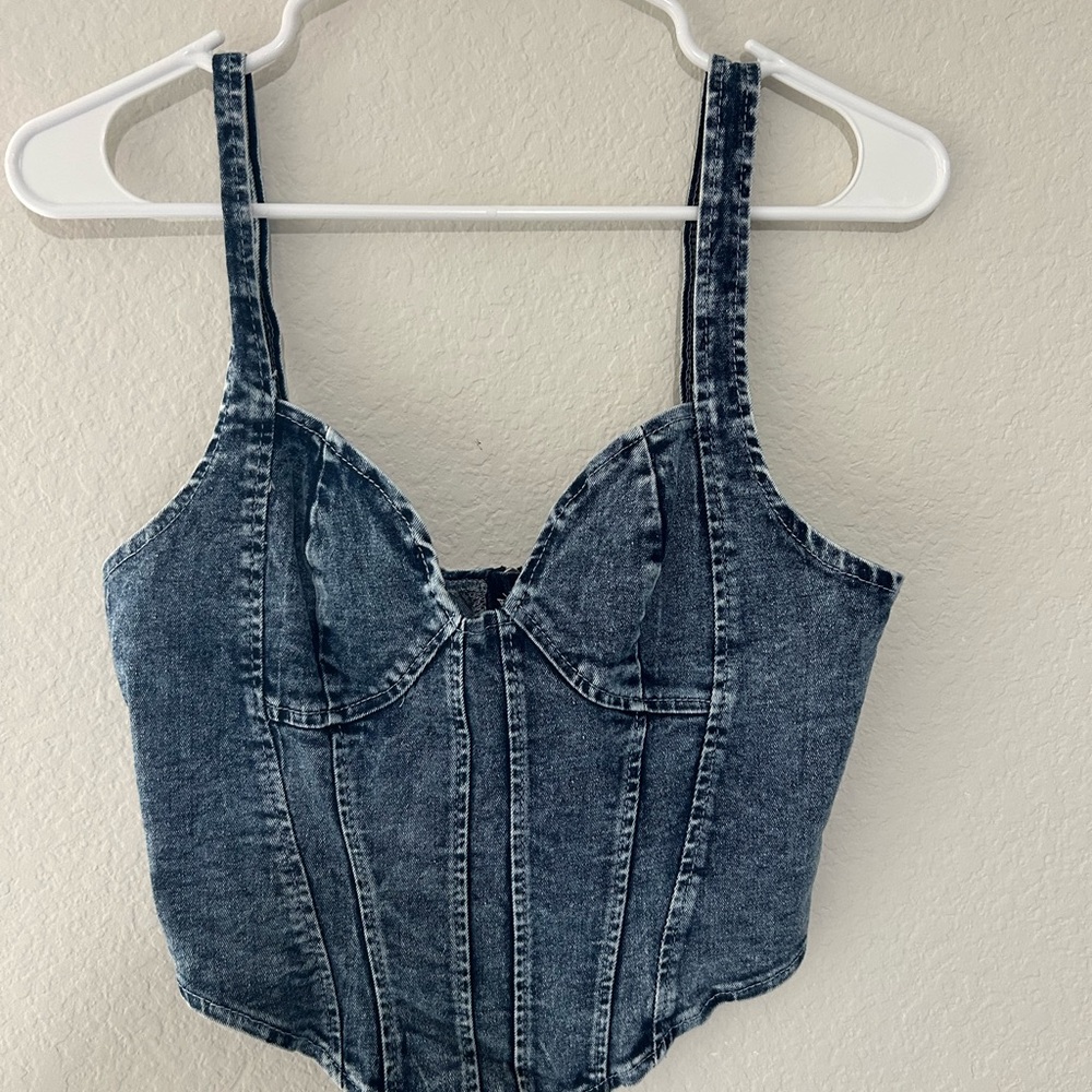SHEIN Denim Blue Bodysuit Top